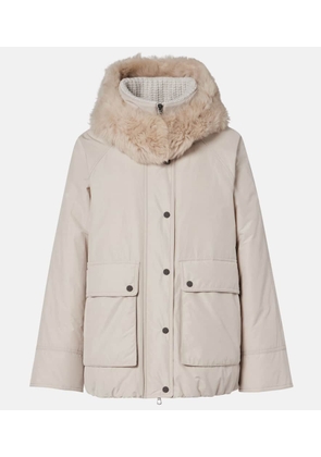 Brunello Cucinelli Shearling-trimmed taffeta down jacket