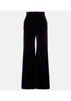 Valentino High-rise cotton velvet wide-leg pants