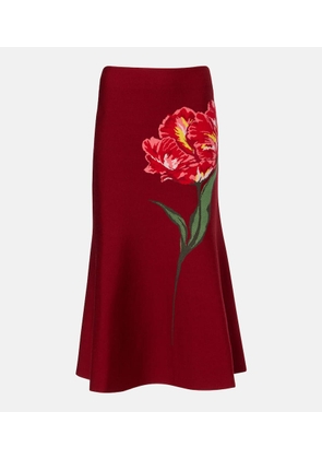 Carolina Herrera Floral jacquard cotton and wool midi skirt