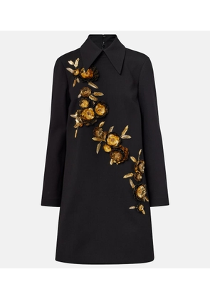 Carolina Herrera Embellished wool-blend shift dress