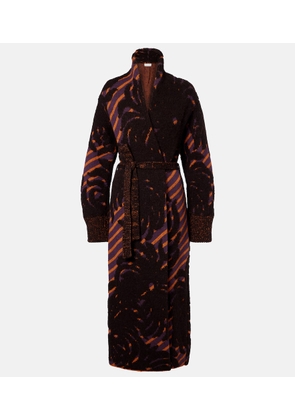Dries Van Noten Wool and alpaca-blend jacquard wrap coat