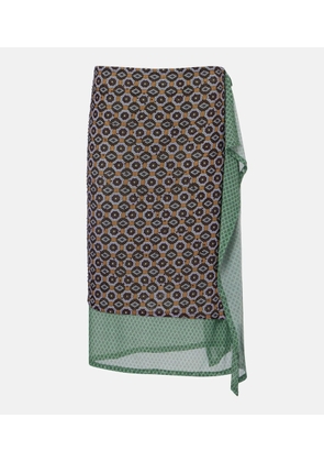 Dries Van Noten Embellished printed jersey midi skirt