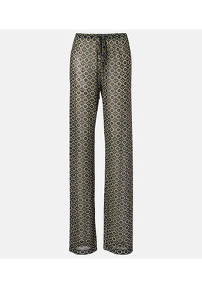 Dries Van Noten Embellished printed sheer jersey pants