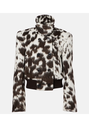 Dries Van Noten Animal-printed wool-blend jacket