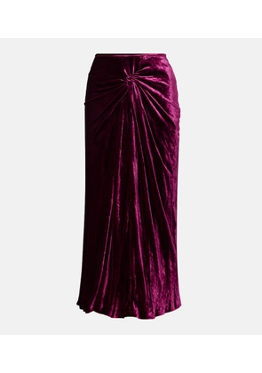 Dries Van Noten Gathered velvet midi skrit