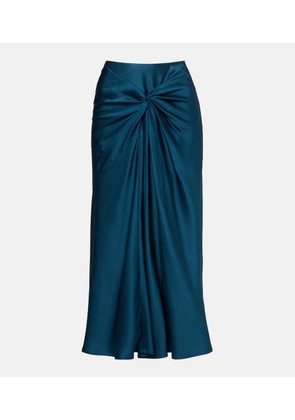 Dries Van Noten Gathered satin midi skirt