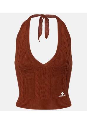 Shushu/Tong Cable-knit halterneck wool top