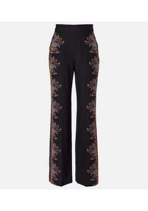 Etro Paisley silk wide-leg pants