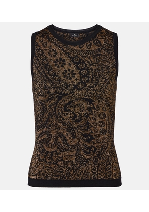 Etro Paisley wool-blend lame tank top