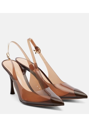 Gianvito Rossi Diana 85 leather-trimmed slingback pumps