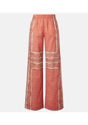 Valentino Printed cotton wide-leg pants