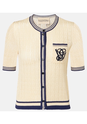 Valentino Cable-knit linen-blend cardigan