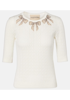 Valentino Crystal-embellished cotton sweater