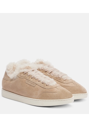 Ferragamo Shearling-lined suede sneakers