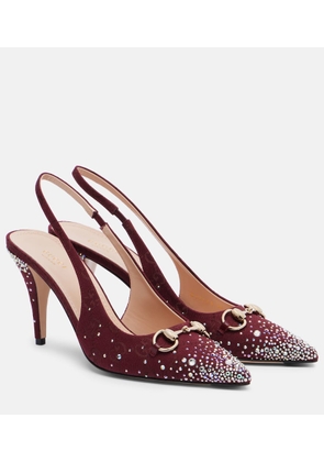 Gucci Horsebit GG Canvas 85 slingback pumps