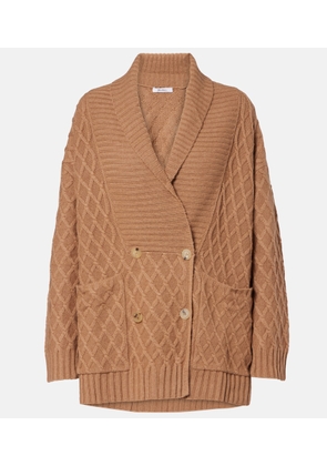 Max Mara Mirca waffle-knit camel hair cardigan