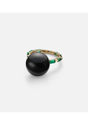 Suzanne Kalan One Of A Kind 18kt gold ring with pearl and emeralds