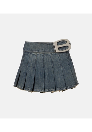 Balenciaga Pleated denim miniskirt