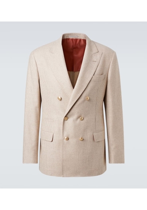 Brunello Cucinelli Houndstooth cashmere and silk suit jacket