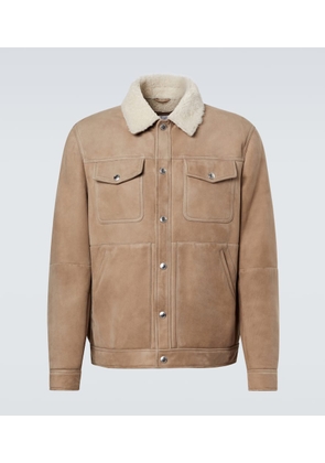 Brunello Cucinelli Shearling-trimmed suede jacket