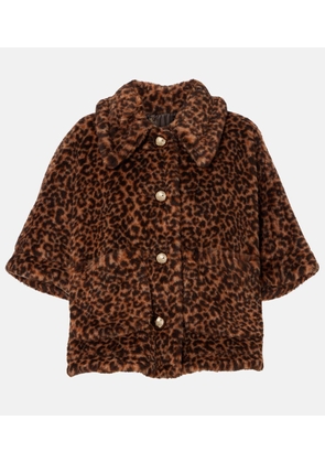 Max Mara Leopard-printed alpaca, wool, and silk cape