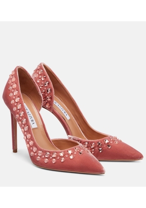 Aquazzura Cosmic Love 105 embellished velvet pumps