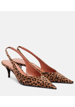 Amina Muaddi Anok 55 leopard-print suede slingback pumps