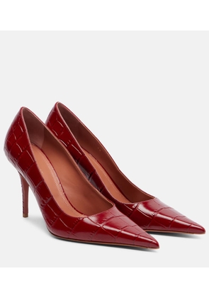 Amina Muaddi Barbara 90 croc-effect leather pumps