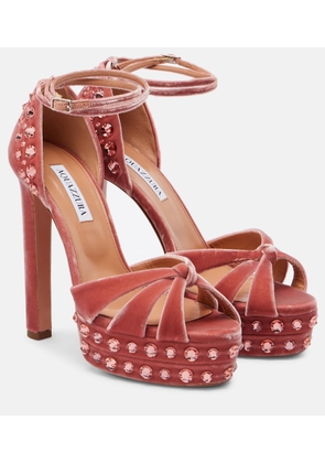 Aquazzura Cosmic Love 130 velvet platform sandals