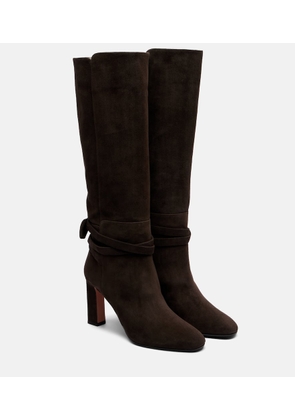 Aquazzura Very Bow 85 suede knee-high boots