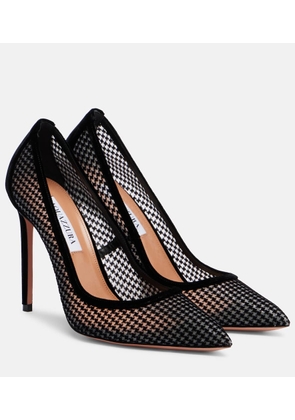 Aquazzura Nude 105 houndstooth velvet pumps