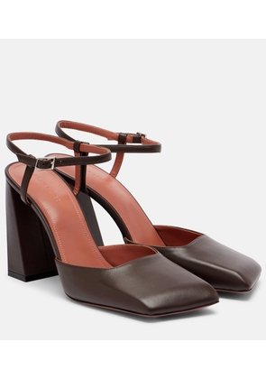 Amina Muaddi Charlotte 95 leather pumps
