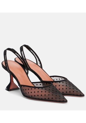 Amina Muaddi Holli 70 point d'esprit slingback pumps
