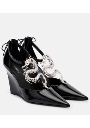 Coperni Dragon embellished leather wedge pumps