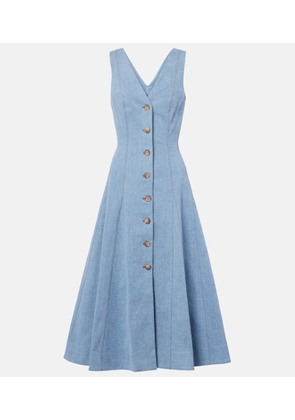 Veronica Beard Lou pleated denim midi dress