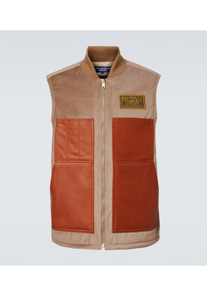 Junya Watanabe Leather-trimmed cotton and wool vest