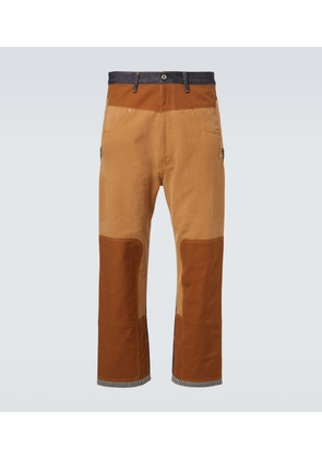 Junya Watanabe Patchwork denim and suede straight pants