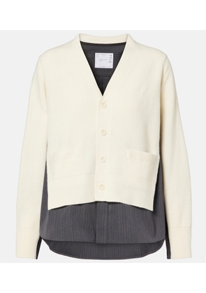 Sacai Striped layered wool cardigan