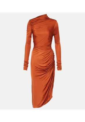 Rick Owens Svita ruched satin jersey midi dress