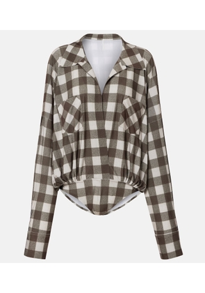 Norma Kamali Checked oversized bodysuit