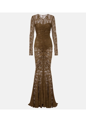 Norma Kamali Ruched lace gown
