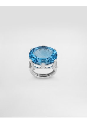 Dolce & Gabbana Anna Ring In 18-carat White Gold With Topaz And Diamonds - Woman Rings White 50