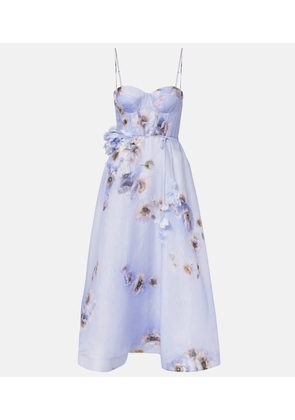 Zimmermann Hypnotic floral linen and silk bustier dress