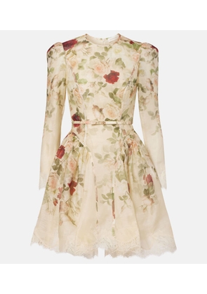 Zimmermann Hypnotic floral linen and silk minidress