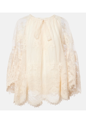 Zimmermann Hypnotic tie-neck floral lace blouse
