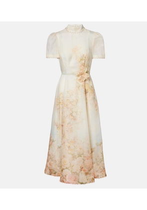 Zimmermann Memento floral linen and silk midi dress