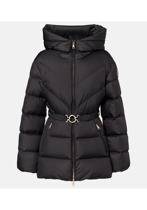 Moncler Brosse belted hooded down jacket