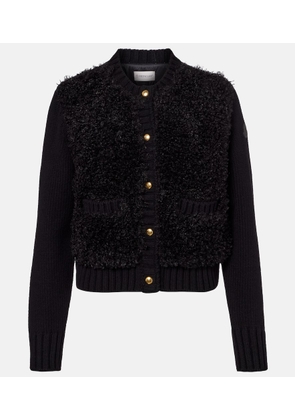 Moncler Down-paneled wool and teddy cardigan
