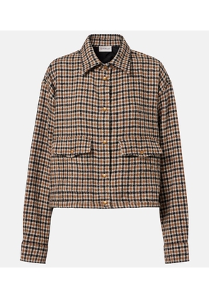 Moncler Checked cropped wool-blend jacket