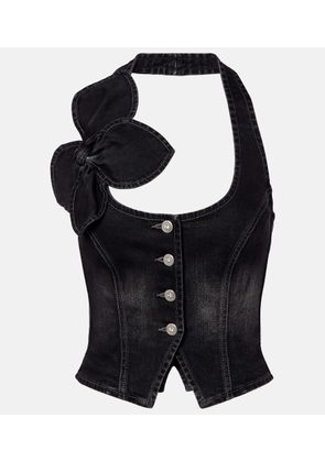 Area Bow-detail denim top